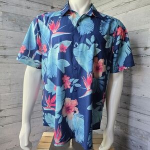 Tommy Bahama Island Zone Tropical Floral Casual Button Down Shirt Mens Large